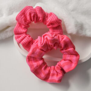 Musselin Scrunchie – Streifen Pink