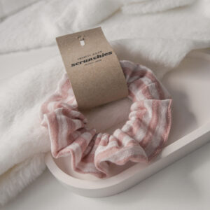 Musselin Scrunchie – Streifen Rosa