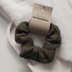 Musselin Scrunchie – Streifen Khaki